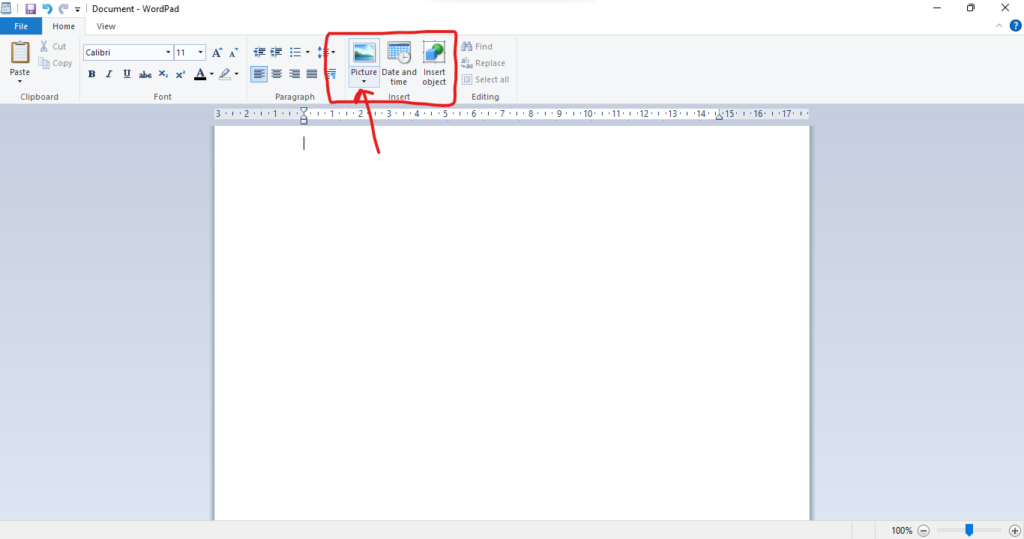 How to Insert Paint Drawing in WordPad Document